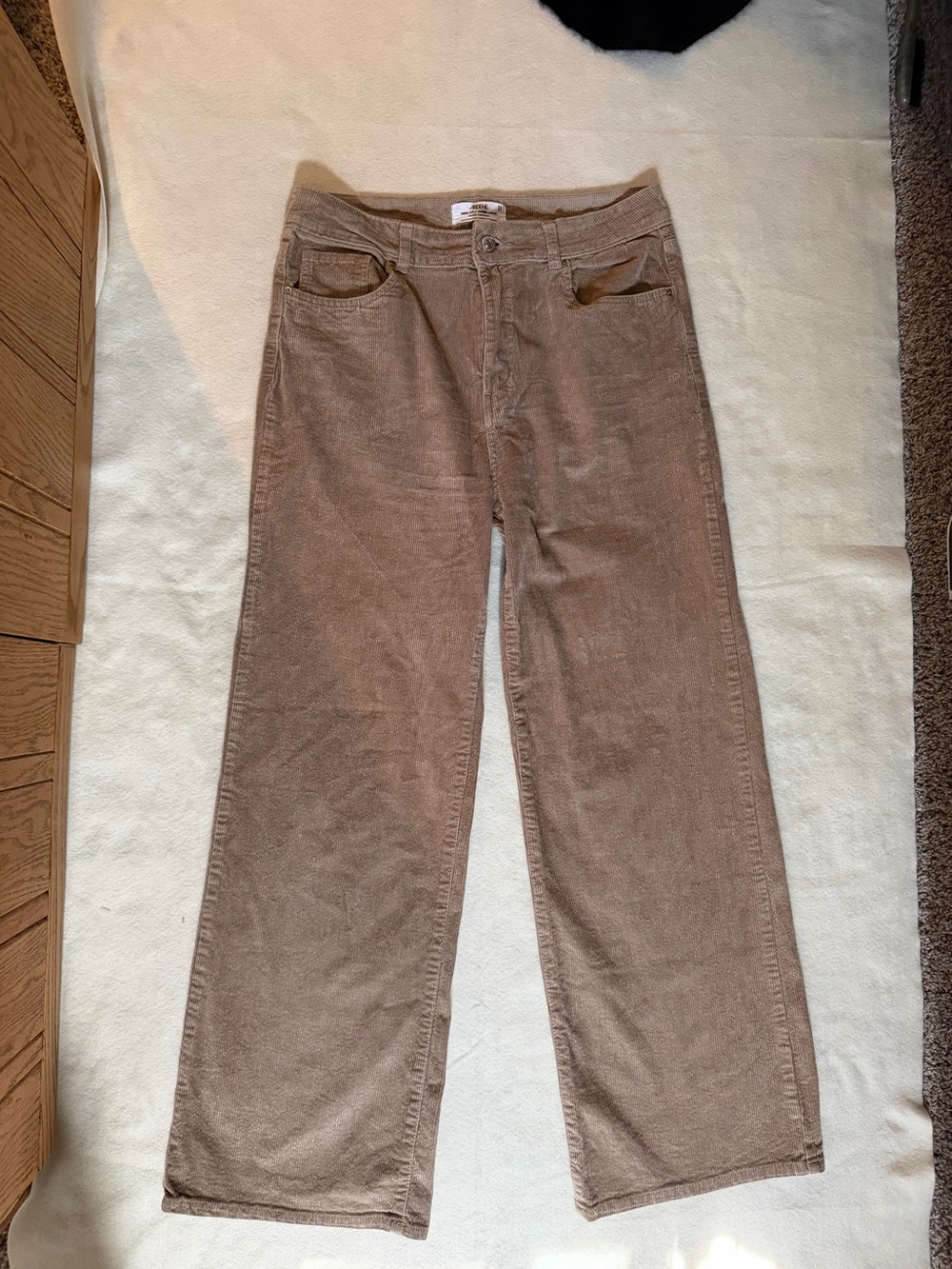 Ardene Wide Leg Corduroy Pants High Rise Taupe Brown Size 11